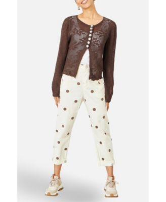 Women's Flower Crochet Button Up Cardigan