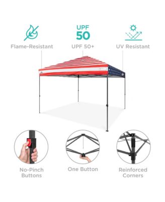 10x10ft Easy Setup Pop Up Canopy w/ 1-Button Setup, Wheeled Case, 4 Weight Bags