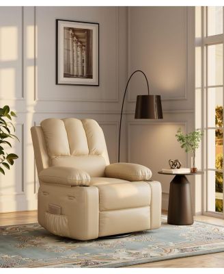 Manual Recliner Chair for Adults, PU Leather Single Sofa with Extra-Wide Seat and Ergonomic Support for Living Room and Bedroom