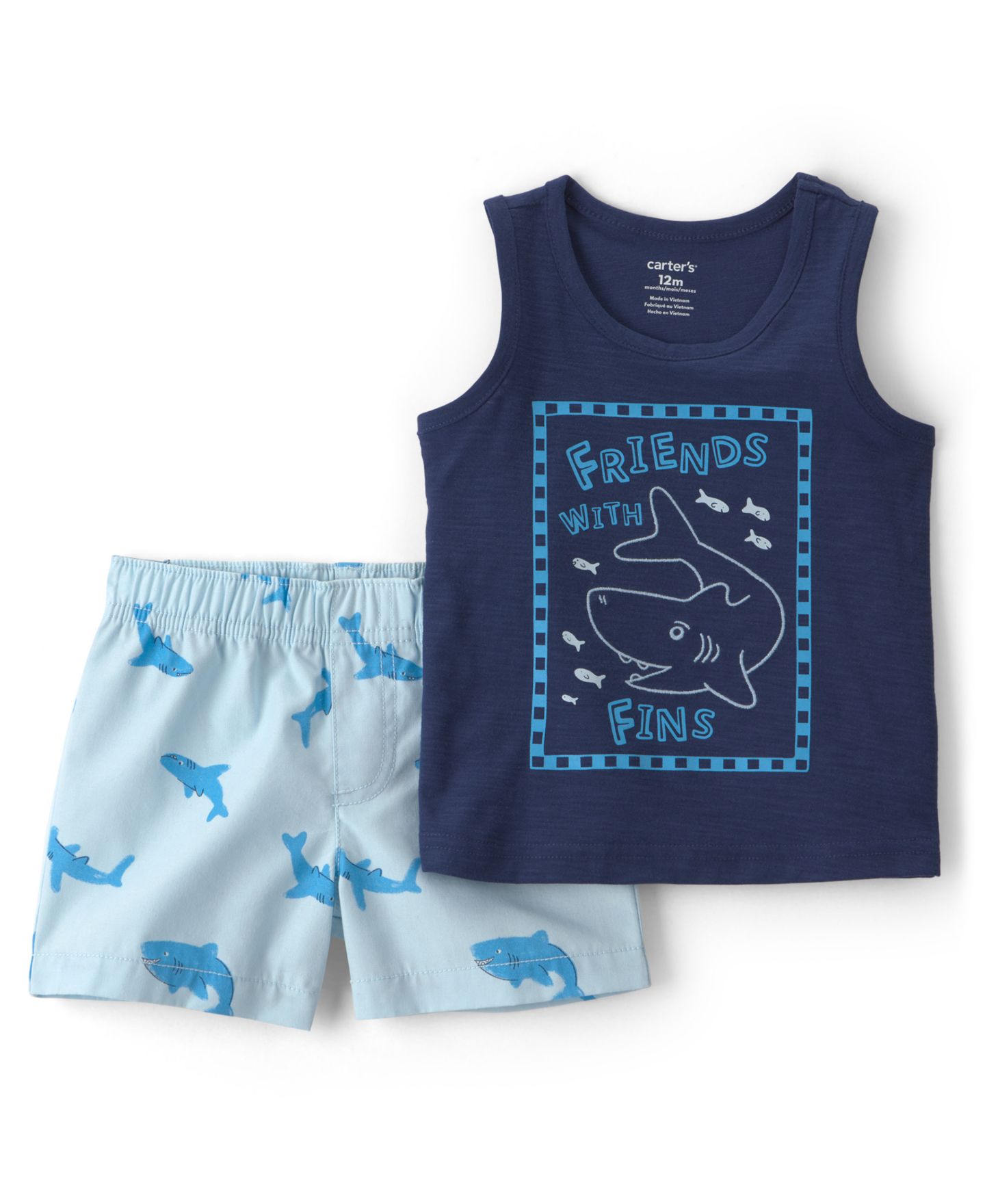 Комплект Carter's Shark Tank Top and Shorts, 2-Piece Set для мальчиков-малышей, цвет: Тёмно-синий — фото 1