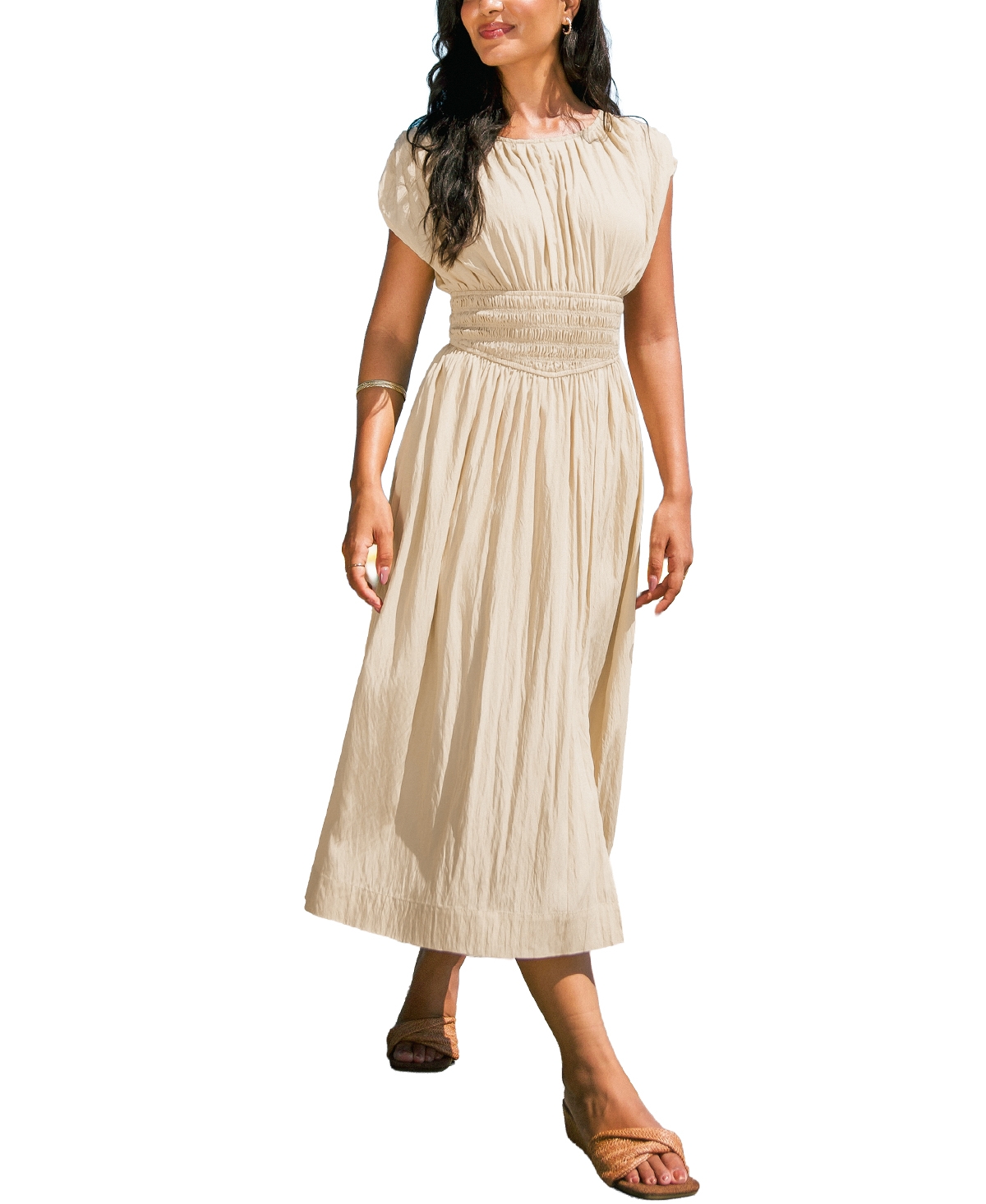 Cupshe Women's Push Your Luck Khaki Midi Beach Dress