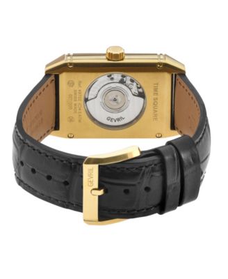 Men's Time Square Swiss Automatic Italian Leather Strap Watch