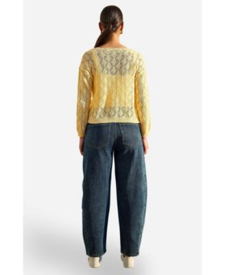 Women's Embroidered Pointelle Cardigan