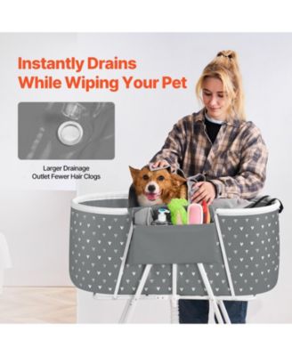 Zeus and Ruta Foldable Elevated Cat Bathtub Shower Station for Small Medium Cats Dogs Pet Grooming Tub