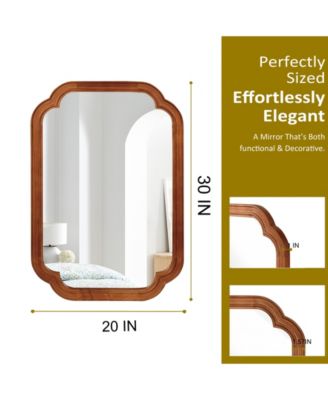 20" x 30" Solid Wood Frame Decorative Mirror, Rounded Corners, for Bathroom Wall