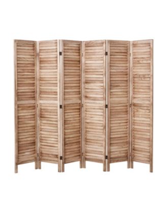 Wood Room Divider, 6 Panel Folding Privacy Screen, for Home or Office Use