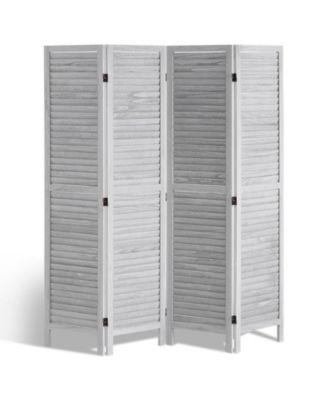 Wood Room Divider, 4 Panel Folding Privacy Screen for Home and Office Use