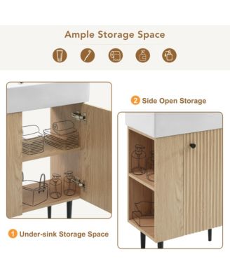 21.6" Wood Bathroom vanity, Combo Cabinet, Bathroom Storage Cabinet, Single Ceramic Sink, Left side storage