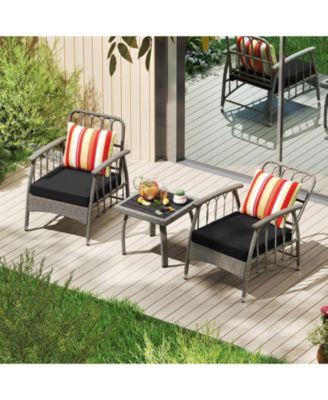 3 Piece Patio Wicker Furniture Set with Adjustable Backrest