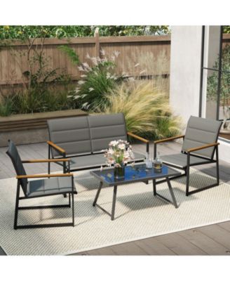 4 Piece Outdoor Conversation Patio Furniture Set