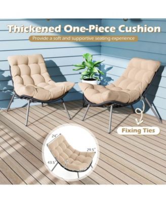 3 Piece Wicker Conversation Set with Cushioned Papasan Chairs