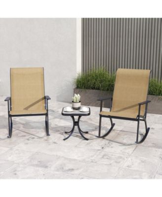 Heavy Duty Rocking Bistro Set with High Back Chairs and Table
