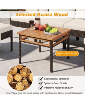 Patio Rattan Chairs with Ottomans and Side Table for Backyard