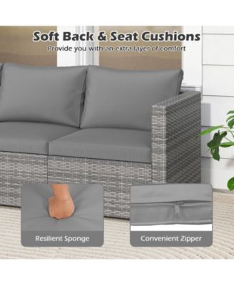 3 Piece Patio Sectional Sofa Set with Modular Cushioned Seating