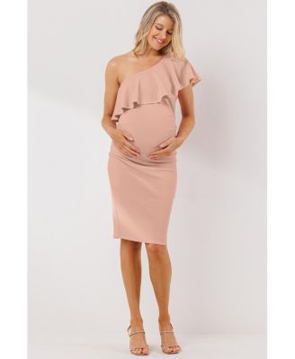 Maternity One-Shoulder Ruffle Bodycon Dress