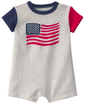 Baby Boys' or Girls' American Flag Short-Sleeve Romper