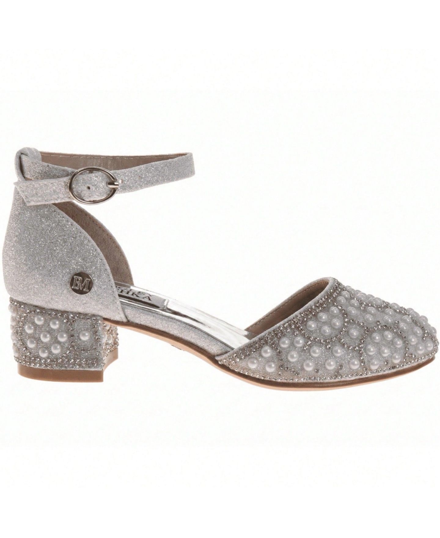 Туфли Badgley Mischka Glitter Dress Heels with Pearl And Rhinestone Detail, Heel, Ankle Strap. для девочек, цвет: Белый — фото 2