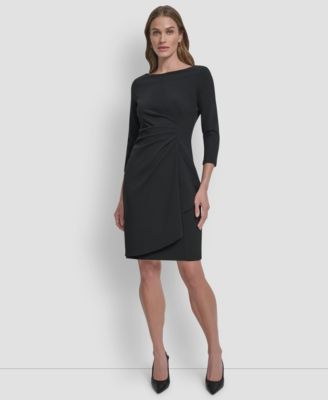 Women's 3/4-Sleeve Ruched Short Dress