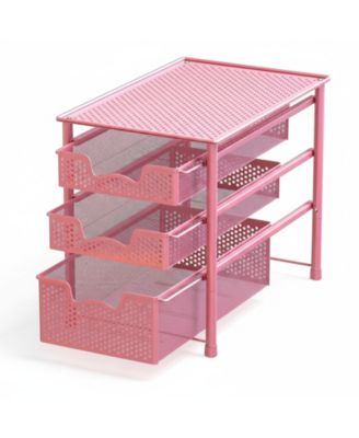 3 Tier White Alloy Steel Sliding Basket Organizer Drawer Cabinet