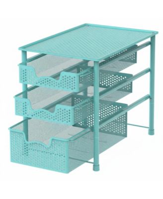 3 Tier White Alloy Steel Sliding Basket Organizer Drawer Cabinet