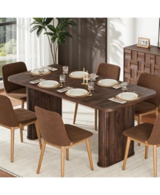 62'' Dining Table for 6–8, Modern Long Kitchen Table with Large Rectangular Top and Heavy-Duty Pedestal Legs