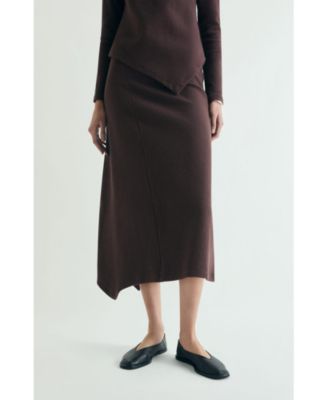 Women's Asymmetrical Knit Midi Skirt