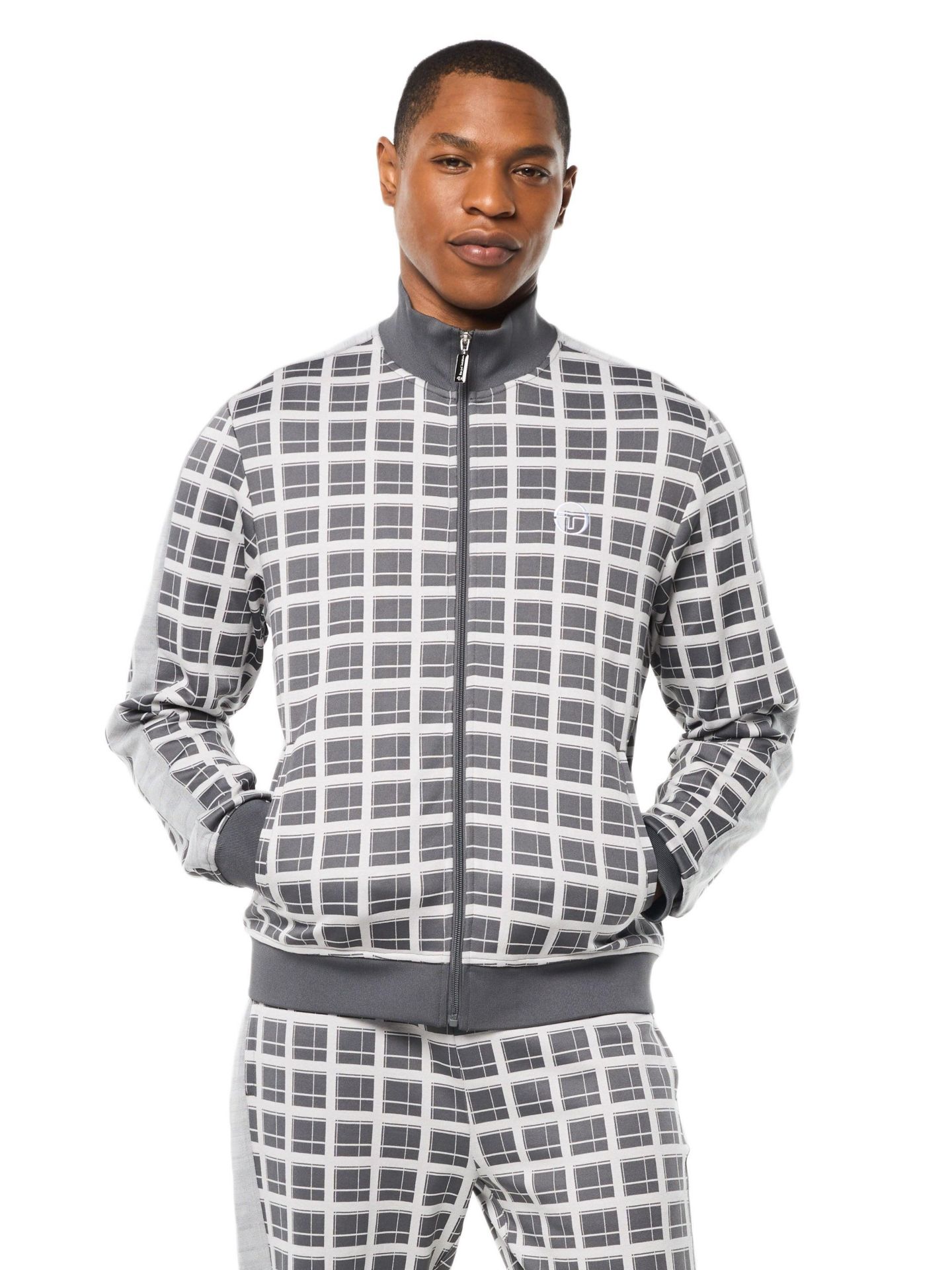 Мужская куртка Sergio Tacchini Damarindo Check Track, цвет: Серый — фото 1
