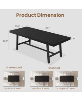 63–83" Extendable Dining Table, Industrial Rectangular Table for 6–8, Expandable Kitchen Table with Heavy-Duty Metal Frame