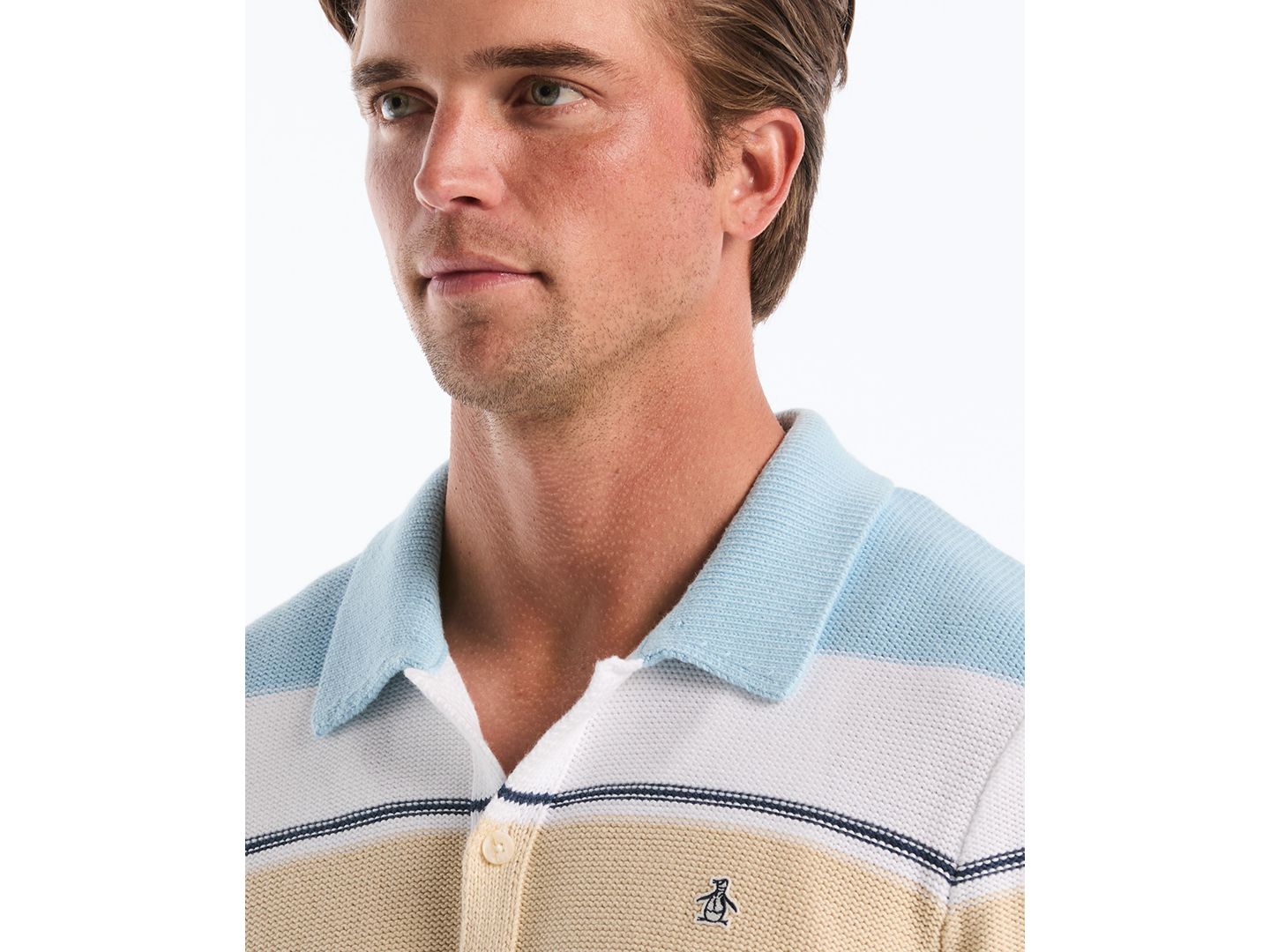Мужская рубашка Original Penguin Cotton Color-Block Stripe, цвет: Холодный синий — фото 4
