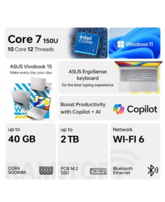 Vivobook Traditional Laptop Intel Core 7 16GB RAM Intel Graphics 1TB SSD Storage Windows 11 Home 60Hz