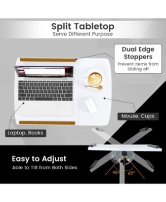 Adjustable Height Rolling Laptop Table with Lockable Wheels
