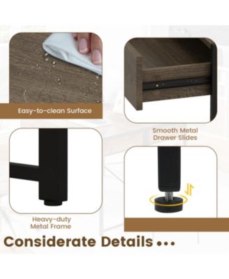 44 in Home Office Computer Desk with 2 Drawers and Metal Frame