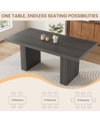 Dining Table with Storage, 70.8" Wood Kitchen Table with Thickened Tabletop and Fluted Legs, Dinner Tables for Kitchen Dining Room