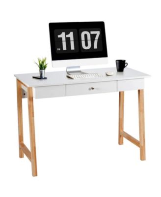 42 in Writing Desk with Storage Drawer and Rubberwood Legs