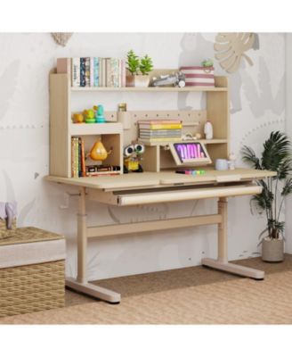 Height Adjustable Kids Writing Desk with Tilt Desktop and Book Stand