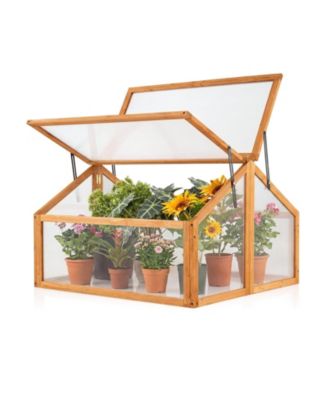 Wood Cold Frame Greenhouse with Openable Transparent Roof
