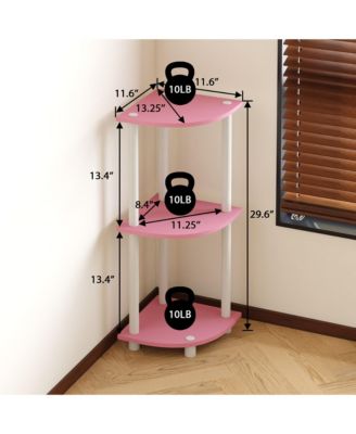 3 Tier Decorative Corner Bookshelf Display Rack, Pink