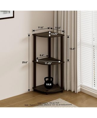 3 Tier Decorative Corner Bookshelf Display Rack, Walnut