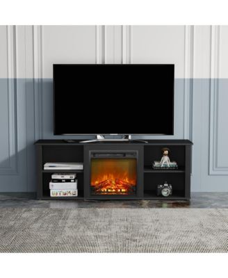 Modern Fireplace TV Stand for TVs up to 65" with 1400W Electric Fireplace, Americano