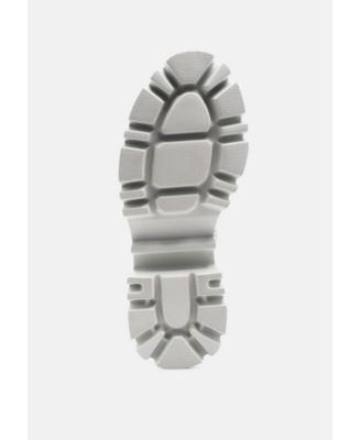 Womens Drill Chunky White Lace Up Ankle Boots