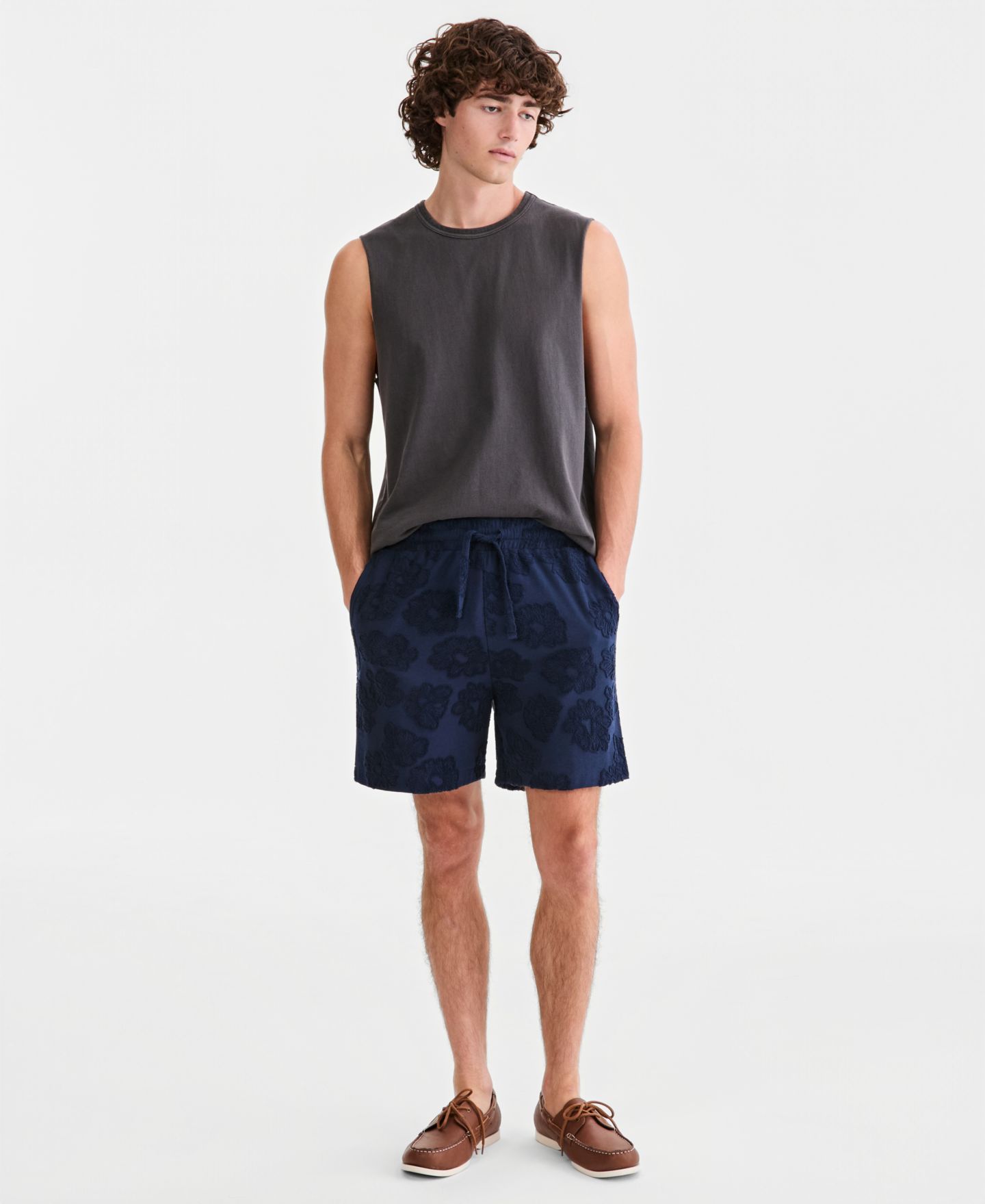 Мужские шорты Sun + Stone Textured Floral Pull-On, цвет: Тёмно-синий — фото 2