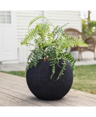 14.5" Round Bowl Plastic Planter, Mediterranean