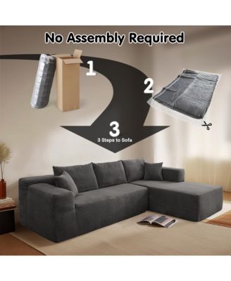 104" No Assembly Required Cloud Sectional Sofa, L-Shape Couch Chaise Lounge with Deep Seat and Wide Armrest for Living Room Bedroom