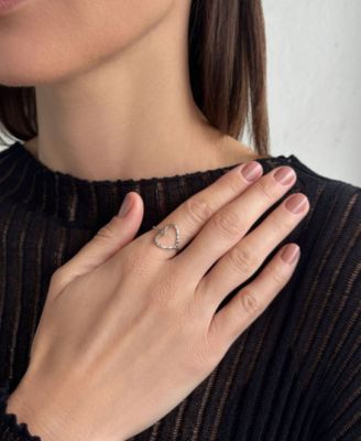 Silver Hammered Open Heart Ring