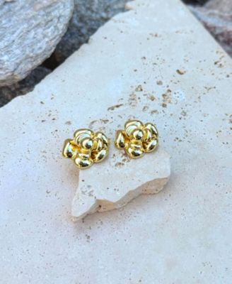 Gold Camellia Stud Earrings