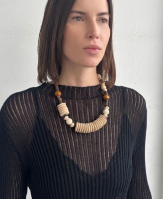Mixed Wood Disc Adjustable Disc Necklace