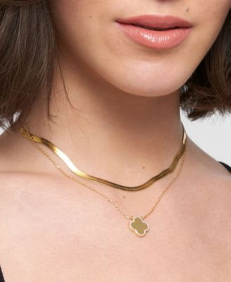 Cubic Zirconia Gold 2-Piece Halo Clover Necklace and Earrings Set