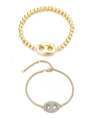 Gold 2-Piece Crystal Mariner Bracelet Set