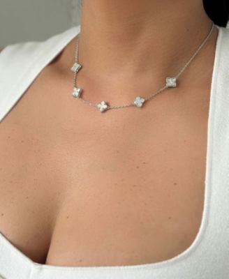 Mother of Pearl Silver 2-Piece Flower Set