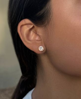 Crystal Rose Gold 2-Piece Halo Earring Set